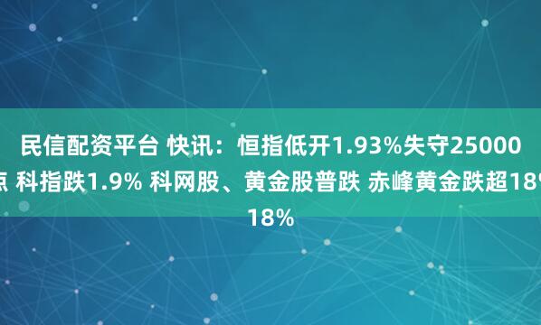 民信配资平台 快讯:恒指低开1.93%失守25000点 科指跌1.9% 科网股、黄金股普跌 赤峰黄金跌超18%